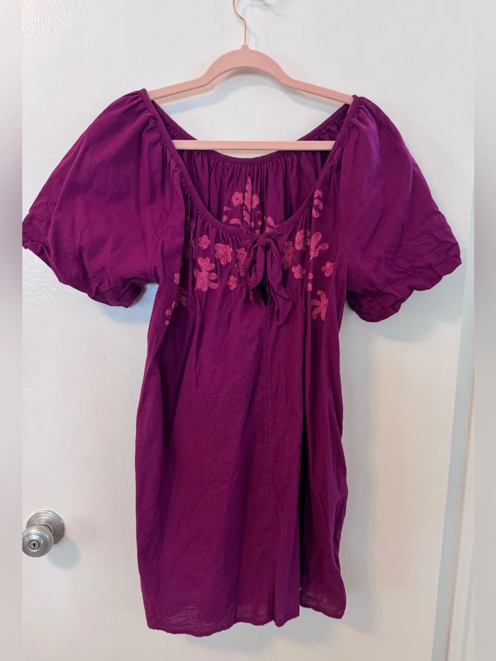 Free People Magenta Puff-Sleeve Women's Dress